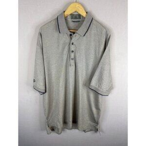 Descente International Collection Grey Striped Egyptian Cotton Polo Shirt Men XL